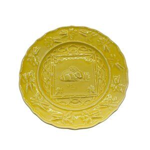 Bordallo Pinheiro Rabbit Plate Easter Yellow Bunny Accent Plate Easter Decor